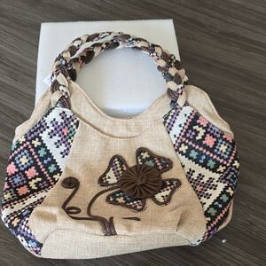 Boho Chic Beige and Multicolor Shoulder Bag